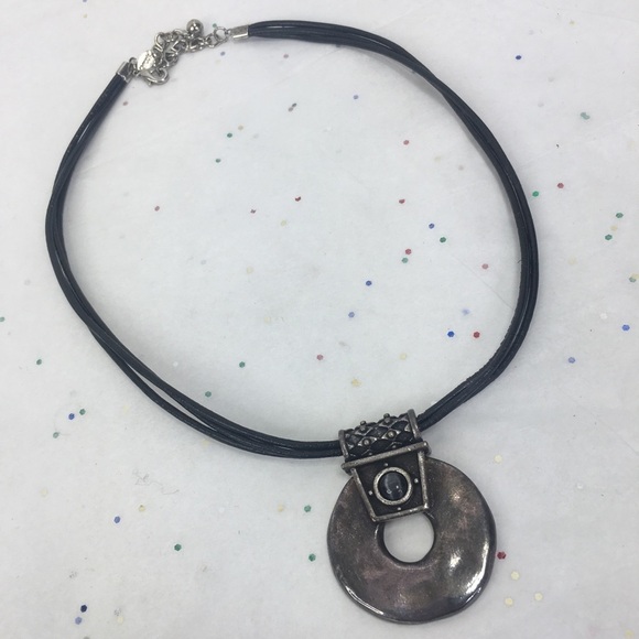 Chico’s leather pendant necklace 18” tribal - Picture 1 of 7